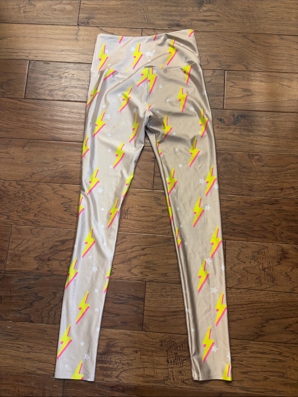 Goldsheep Women’s Metallic Gold Lightning Bolt Leggings 🐑